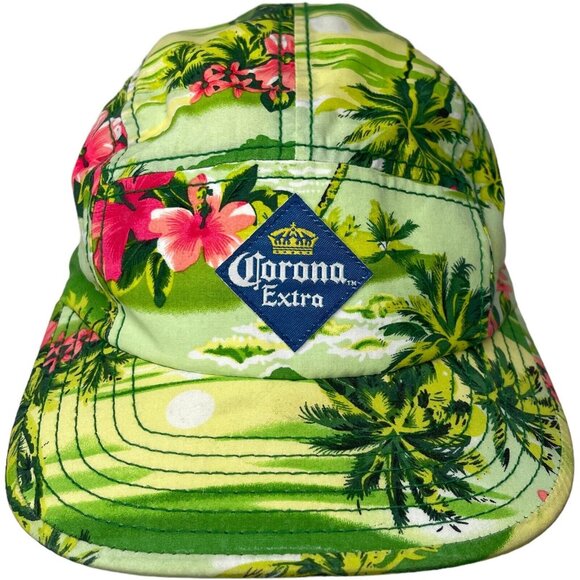 Corona Extra Tropical Palm Tree Pink Hibiscus Flower Floral Ball Hat/Cap - Picture 2 of 7